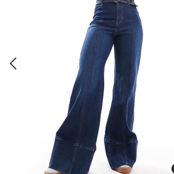 NEW Free People Ryla A-Line Flare Jeans - High Rise Blue  for women 028 - Picture 1 of 13